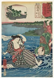 Ochiai: Kume Sennin und die Wäscherin, 1852
